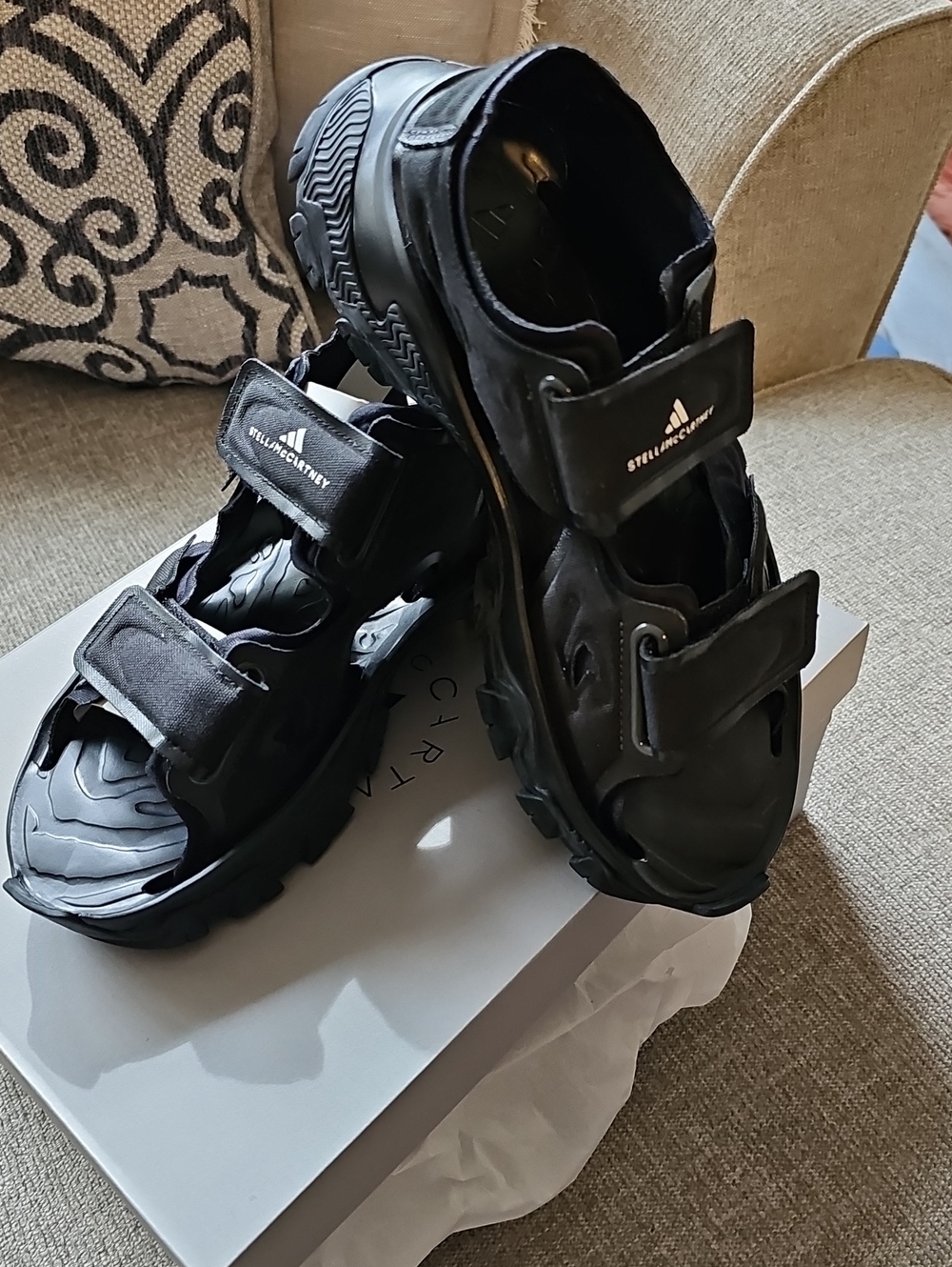 adidas Black Chunky Velcro Sport Sandals